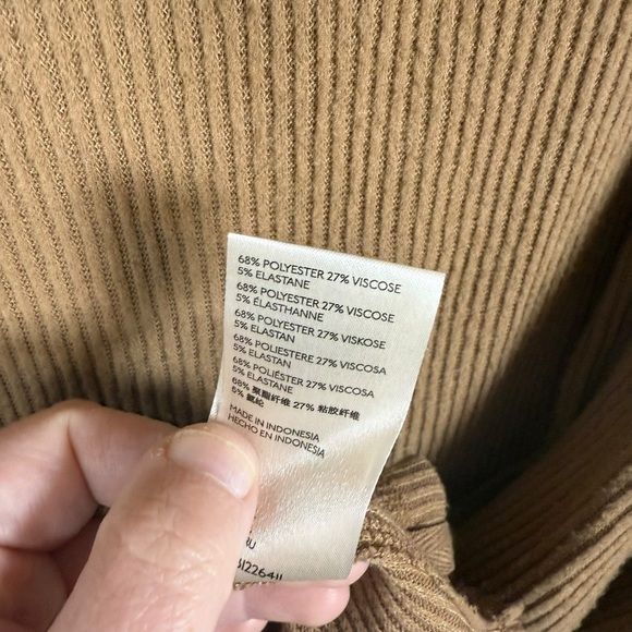 Free People Juicy Light Brown Ribbed Knit Cowl Neck Sweater Camel Small - Picture 14 of 15